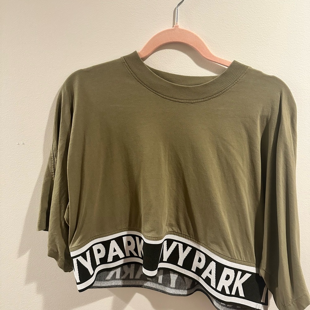 IVY PARK Khaki Cropped Top with Logo Band